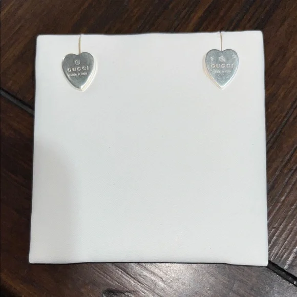 Gucci Sterling Silver Heart-Shaped Earrings
